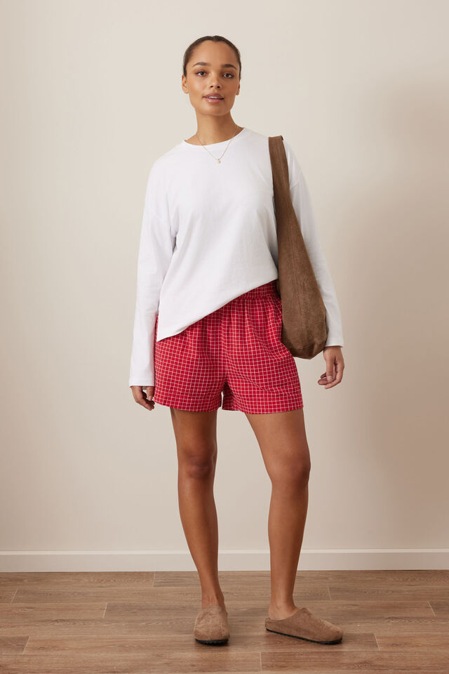 Mila Short, TEXTURED RED CHECK
