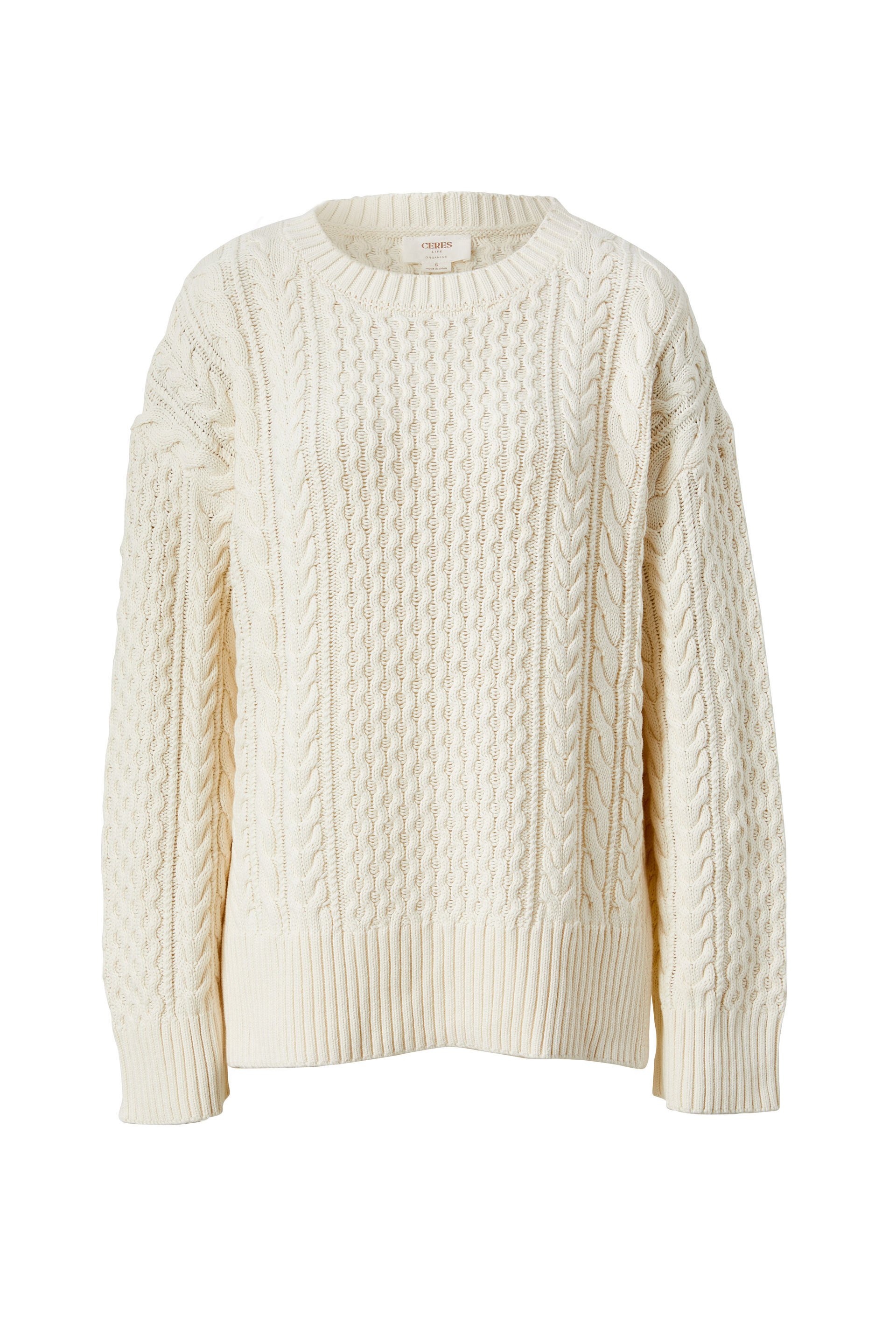 Chunky white knit sweater hotsell