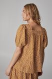 Puff Sleeve Square Neck Tunic, TOBACCO FLORAL