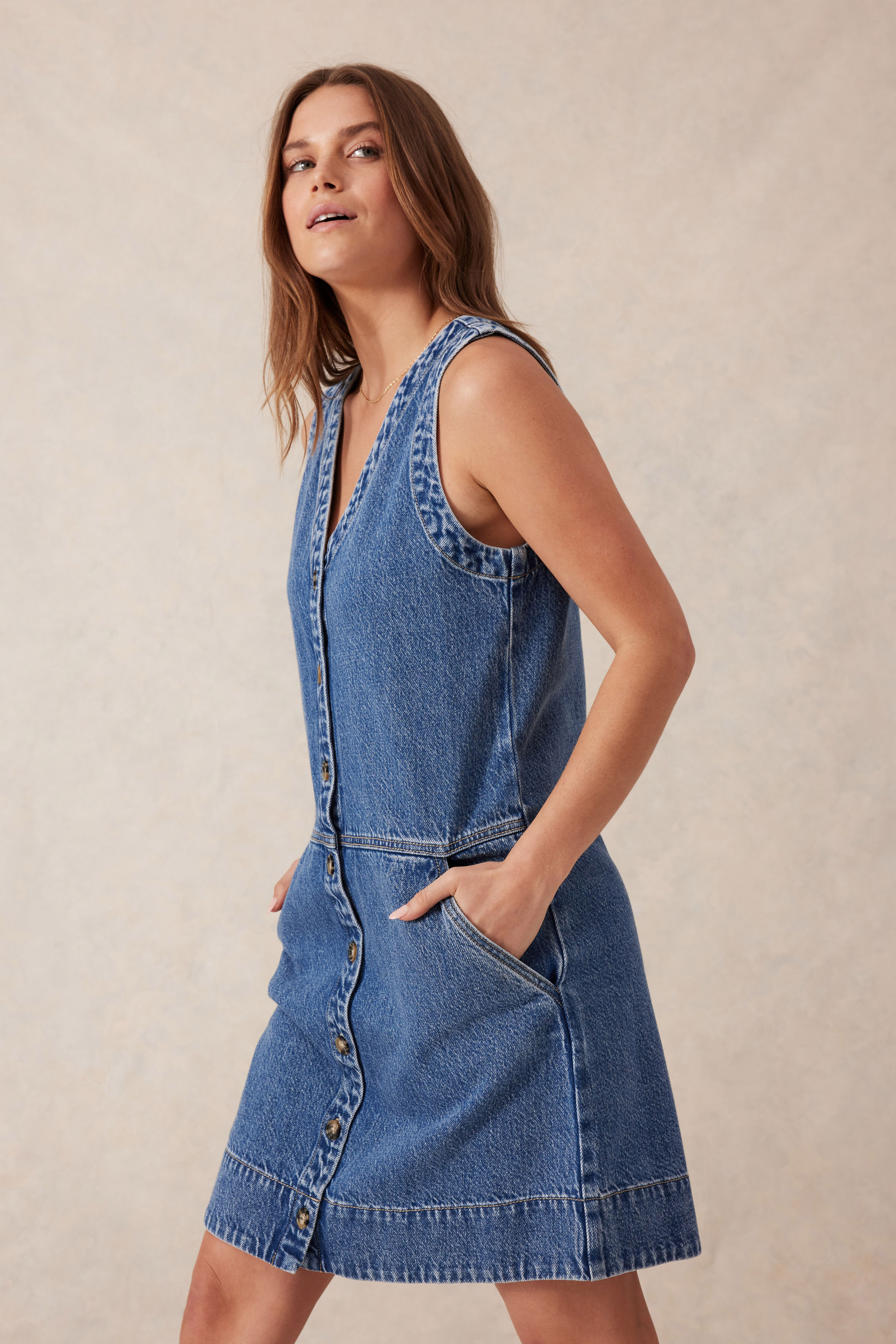 Side Pocket Mini Shift Dress