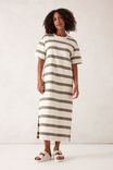 WHITE MOSS GREEN STRIPE