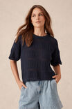 Square Knit Boxy Tee, NEW NAVY - alternate image 7