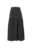 Tiered Midi Skirt, WASHED BLACK TWILL - alternate image 2