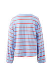 Beau Long Sleeve Slouchy Tee, CHINA BLUE/VINTAGE RED DOUBLE STRIPE - alternate image 3