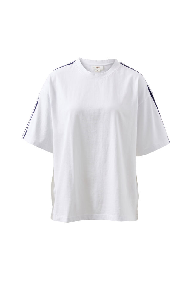 Sporty Tape Tee, WHITE/NEW NAVY TAPE