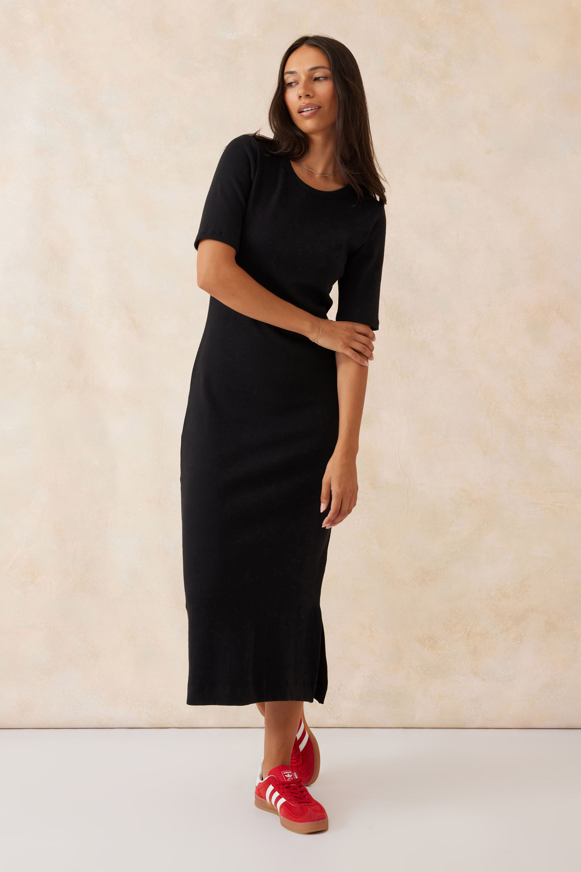 Ribbed dress short sleeve online