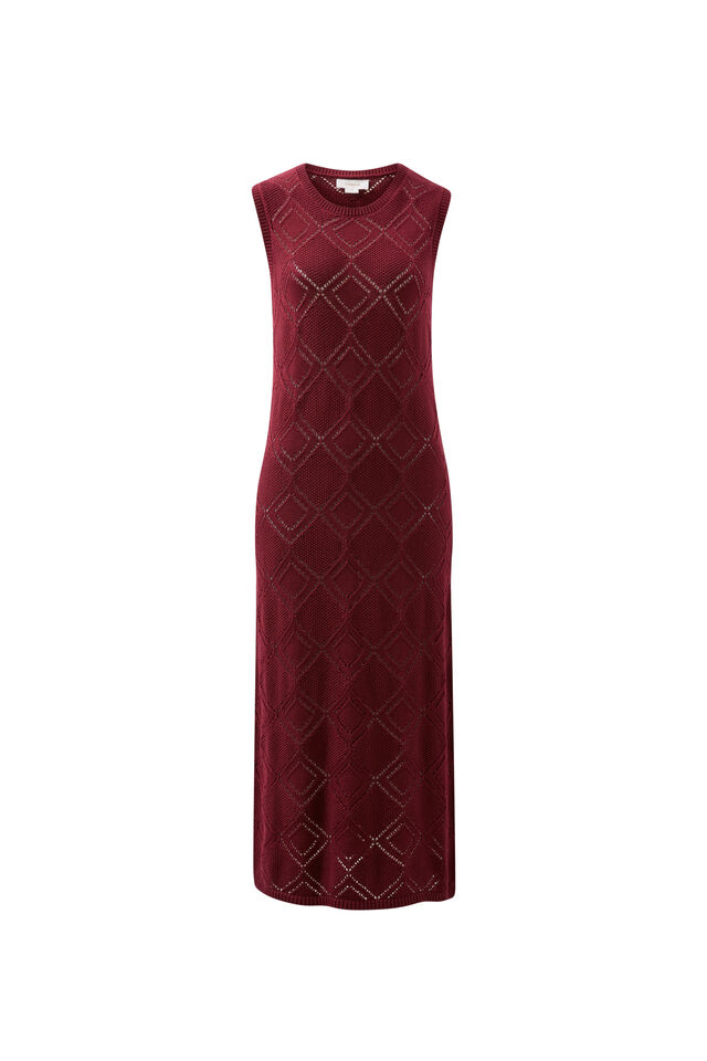 Daisy Diamond Knit Midi Dress, POMEGRANATE