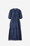 Tie Front Midi Dress In Organic Cotton Voile, SMOKE BLUE - alternate image 2