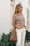 Short Sleeve Wavy Stripe Knit, STRING/PHANTOM STRIPE - alternate image 1