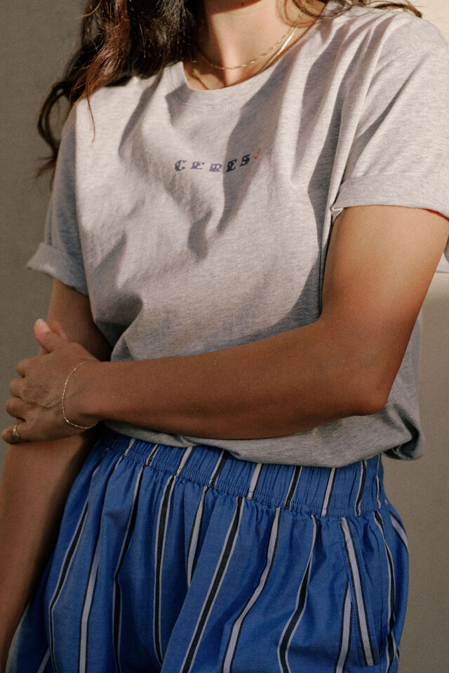 Slouchy Split Hem Tee, CLOUDE MARLE/CERES ANCHOR PRINT