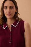 Cora Collared Button Knit, POMEGRANATE - alternate image 5