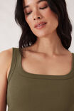 Zaeli Contour Rib Square Neck Tank, SOFT OLIVE - alternate image 4