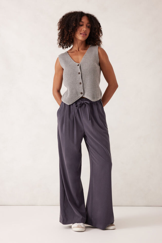 Rib Knit Vest, GREY MARLE