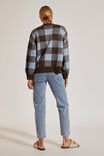 Soft Knit Checkered Cardigan In Recycled Blend, BITTER CHOC BLUE SHADOW CHECK
