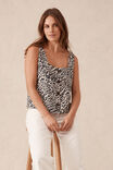 Square Neck Shell Top, LEOPARD LINEN BLEND - alternate image 5