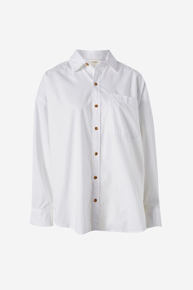 Oversized Poplin Shirt, WHITE ORGANIC COTTON