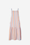Strappy Tiered Dress In Cotton Linen Blend, MULTI STRIPE - alternate image 2