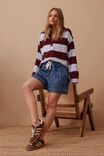 Shelby Slouchy Rugby Top, CHALK BLUE RAISIN STRIPE - alternate image 5