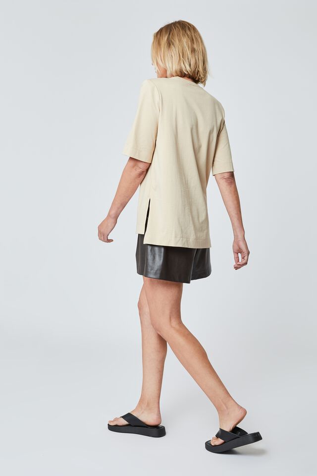 Shoulder Pad Tee In Organic Cotton Eh, CAMELETTE