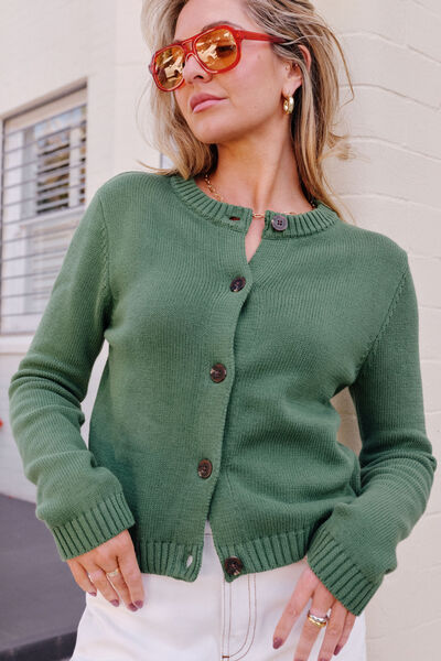 Nelly Long Sleeve Knit Cardi, BASIL
