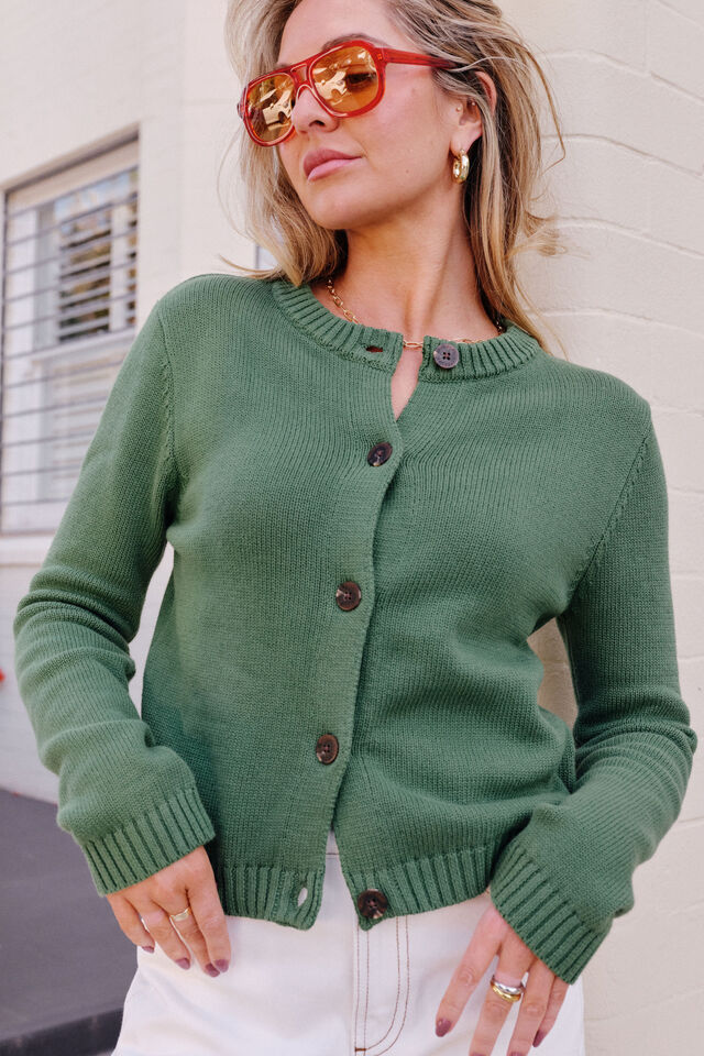 Nelly Long Sleeve Knit Cardi, BASIL