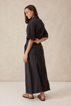 Short Sleeve Denim Maxi Shirt Dress, WASHED BLACK TWILL - alternate image 3