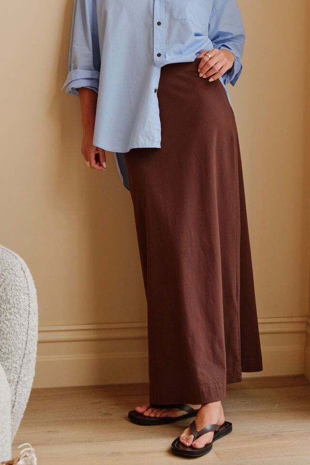 Clara Column Skirt, CHOCOLATE