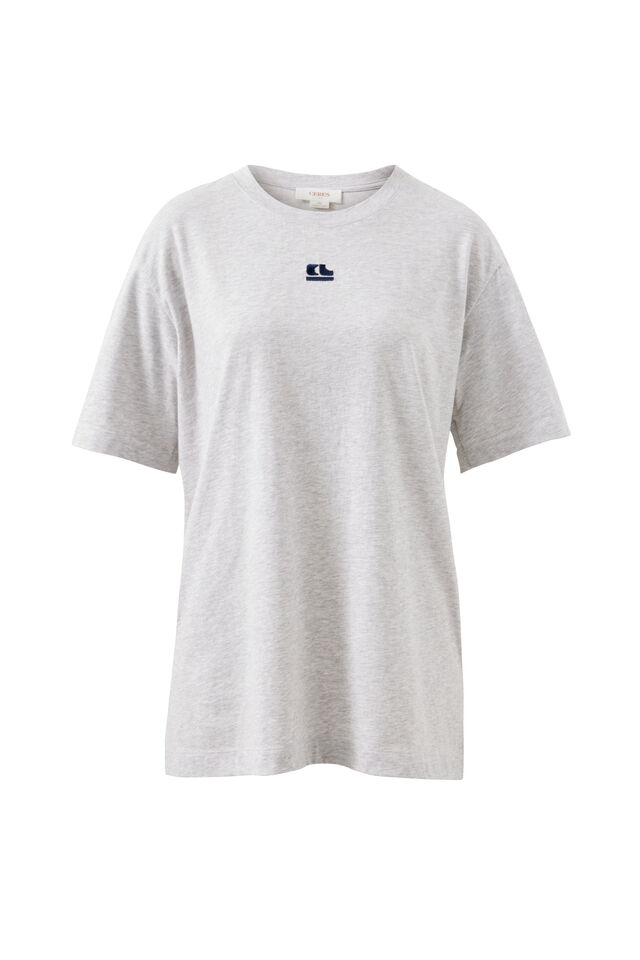 Lola Longline Step Hem Tee, CLOUD MARLE/CL LOGO EMBROIDERY