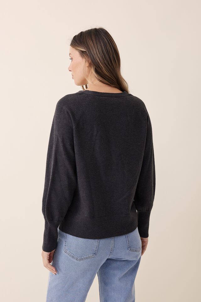 Soft Knit Classic V In Recycled Blend, CHARCOAL MARLE