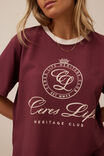 Stevie Slouchy Tee, WASHED BURGUNDY/CLUB LOGO - alternate image 4