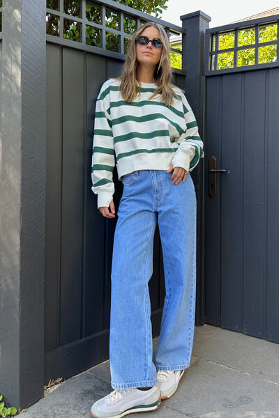 Frankie Loose Straight Jean, MID BLUE WASH