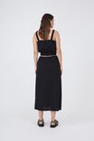 Bias Midi Skirt In Organic Cotton Linen Blend, BLACK - alternate image 3