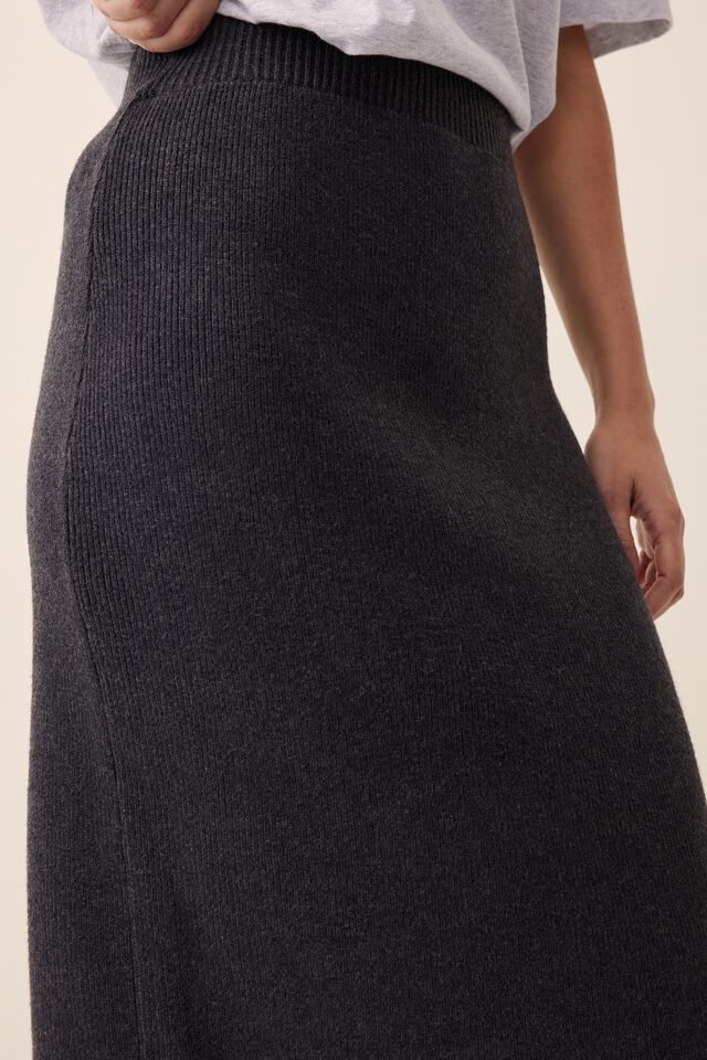 Soft Knit Tube Skirt, CHARCOAL MARLE