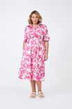 Shirt Dress In Organic Cotton Poplin Eh, RASPBERRY ROSE FLORAL - alternate image 3