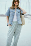 Short Sleeve Boxy Shirt, VINTAGE BLUE DENIM - alternate image 7