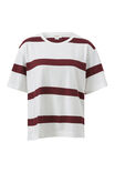 Stevie Slouchy Split Hem Tee, VANILLA/BURGANDY STRIPE - alternate image 2