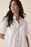 Rolled Cuff Mini Shirt Dress, WHITE - alternate image 4