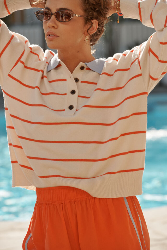 Jessa Rugby Knit, ECRU STRIPE