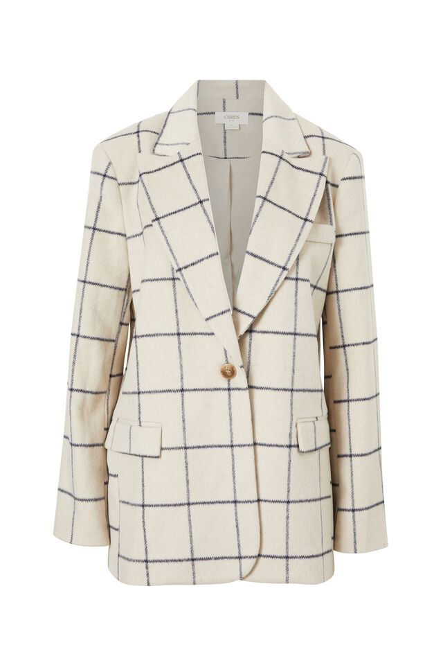 Heritage Blazer, OATMEAL CHECK WOOL BLEND