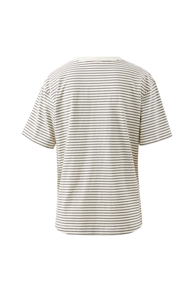 Stevie Slouchy Tee, MILK/PHANTOM FINE STRIPE