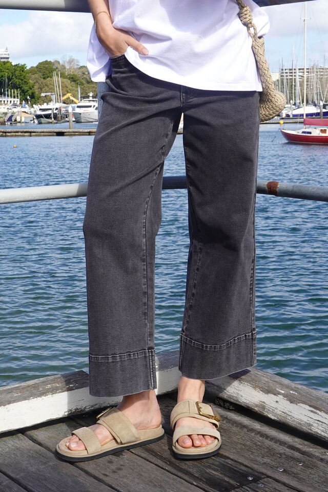 Jude Wide Leg Crop Jean, WASHED BLACK