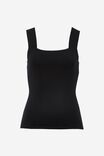 Double Layer Tank Top In Bamboo Jersey, BLACK - alternate image 2