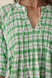 Shirred Check Mini Dress, SPLASH GREEN CHECK - alternate image 7