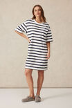 Cleo Mini Terry Dress, WHITE NEW NAVY STRIPE - alternate image 7