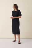 Short Sleeve Tee Midi Dress, BLACK - alternate image 1