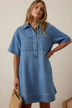 Milly Short Sleeve Mini Dress, VINTAGE BLUE - alternate image 6