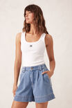 Billie Pleat Front Short, MID BLUE WASH - alternate image 6