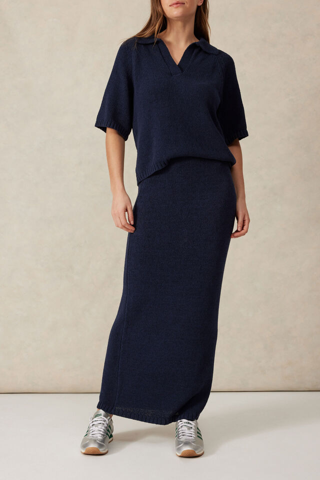 Beach Knit Maxi Skirt, NEW NAVY