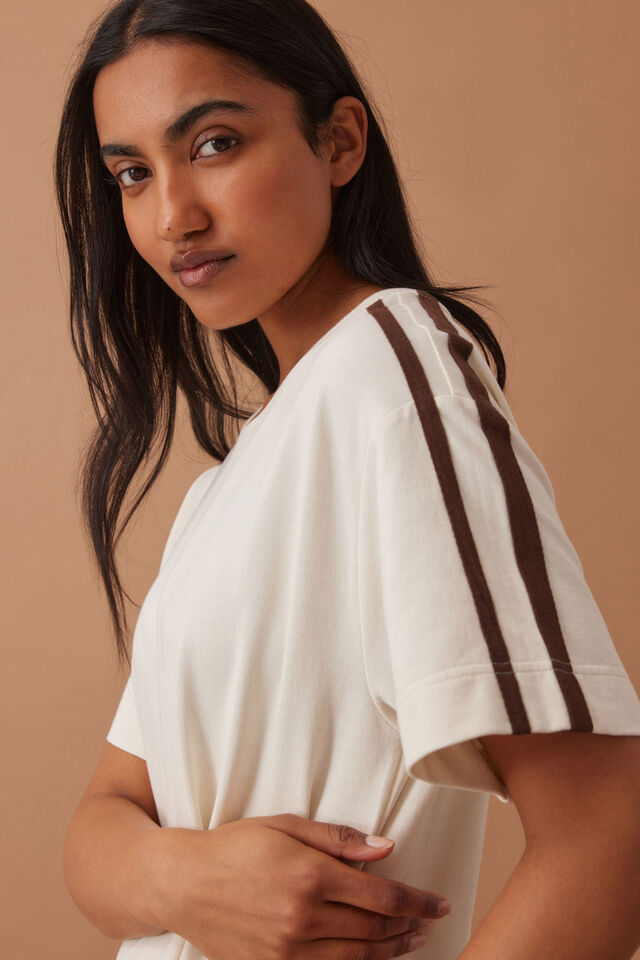 Charlotte Midi Terry Dress, WINTER WHITE SIDE STRIPE