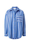 Oversized Poplin Shirt, CLASSIC BLUE TRIPLE STRIPE ORGANIC COTTON - alternate image 2